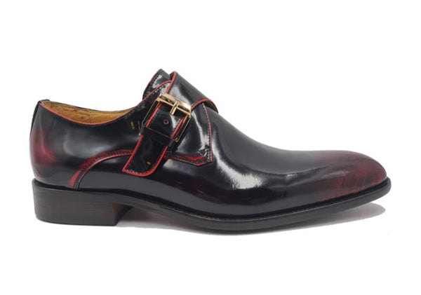 Carrucci Patent Monkstrap Shoe - Burgundy