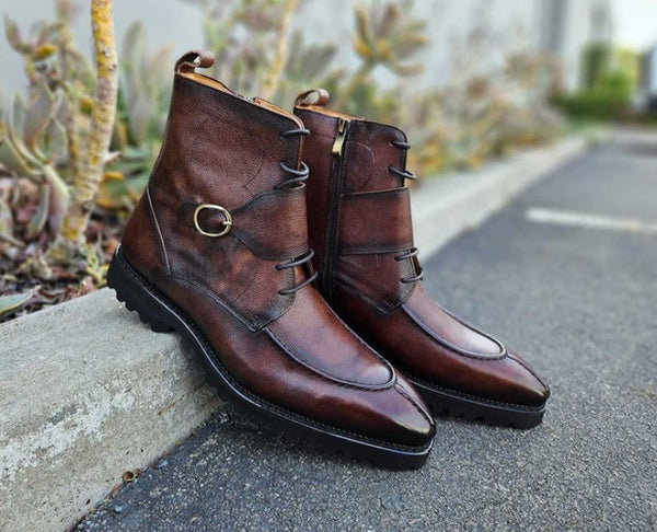 C&E Carrucci Calfskin Boot - Chestnut