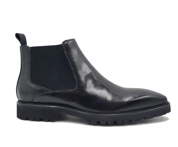 Carrucci Burnished Calfskin Chelsea Boot - Black