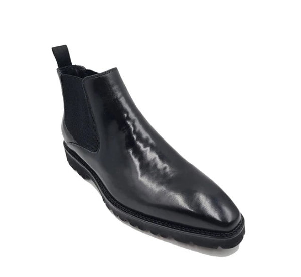 Carrucci Burnished Calfskin Chelsea Boot - Black
