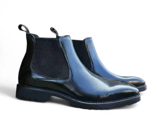 Carrucci Burnished Calfskin Chelsea Boot - Black