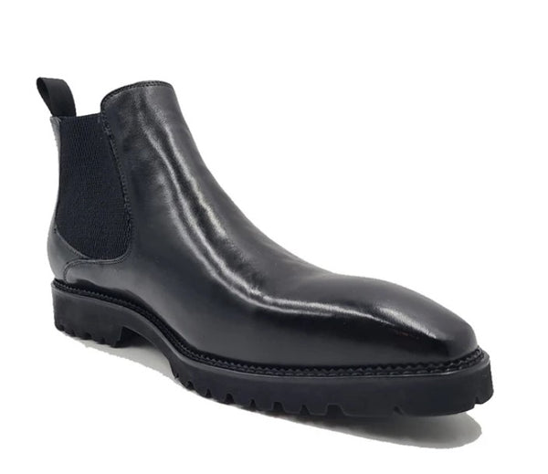 Carrucci Burnished Calfskin Chelsea Boot - Black
