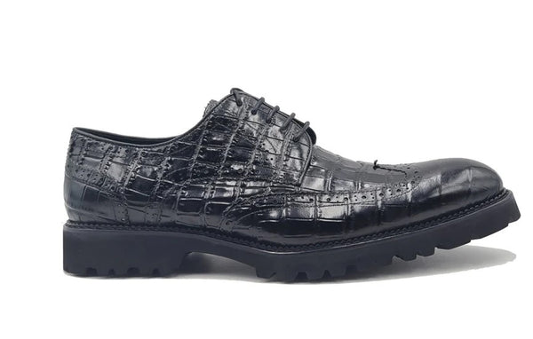Carrucci Embossed Alligator Shoe - Black