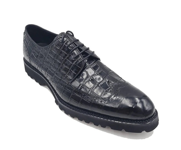 Carrucci Embossed Alligator Shoe - Black