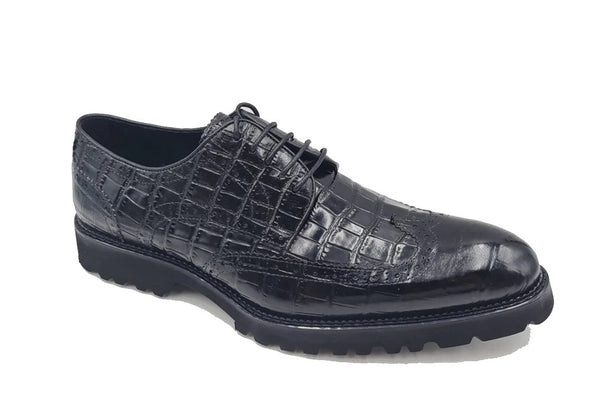 Carrucci Embossed Alligator Shoe - Black