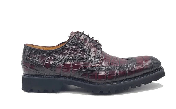 Carrucci Embossed Alligator Shoe - Burgundy