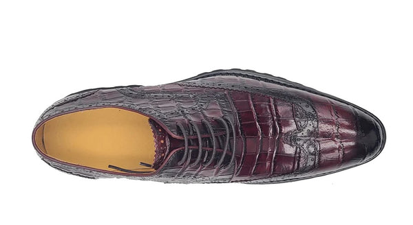 Carrucci Embossed Alligator Shoe - Burgundy