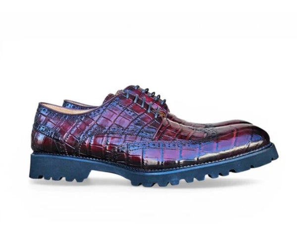 Carrucci Embossed Alligator Shoe - Burgundy