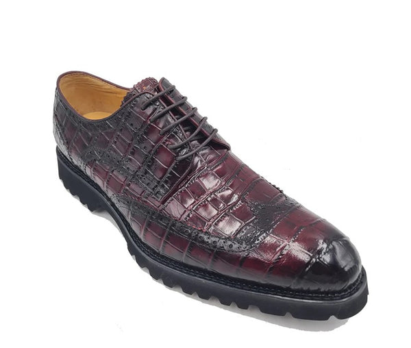 Carrucci Embossed Alligator Shoe - Burgundy