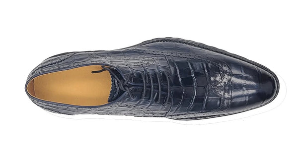 Carrucci Embossed Alligator Shoe- Navy