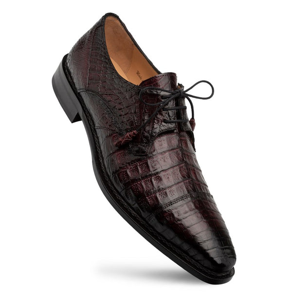 Mezlan "Giovane" Crocodile Derby Burgundy
