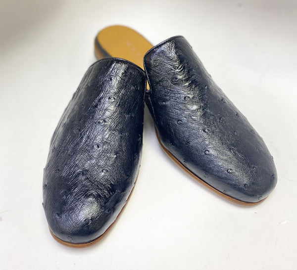 Mezlan Ostrich Slip-On Shoe - Black