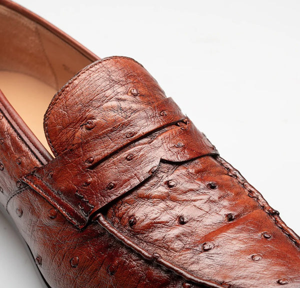 Mezlan "Nogales" Ostrich Loafer Brandy
