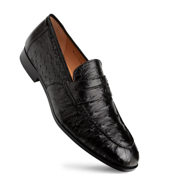 Mezlan "Nogales" Ostrich Loafer Black