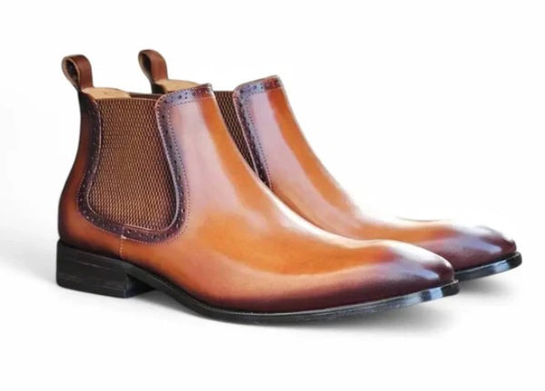 C&E Shoes Calfskin Boot - Cognac
