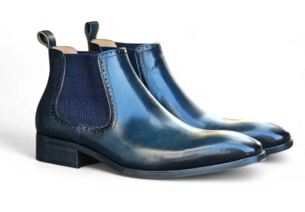 C&E Shoes Calfskin Boot - Navy