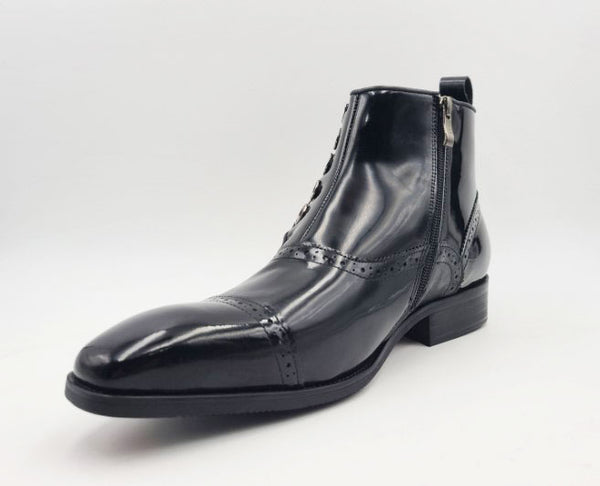C&E Shoes Patent Leather Boot - Black