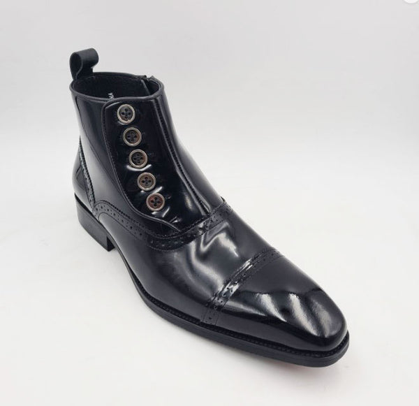 C&E Shoes Patent Leather Boot - Black