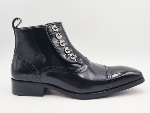 C&E Shoes Patent Leather Boot - Black