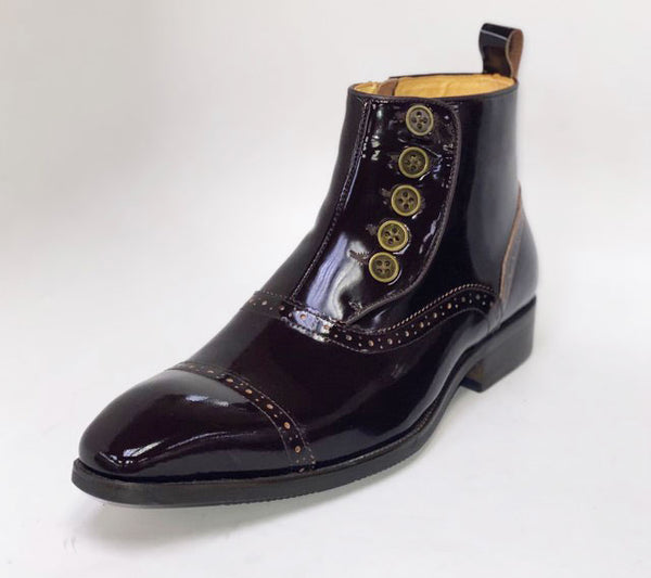 C&E Shoes Patent Leather Boot - Brown