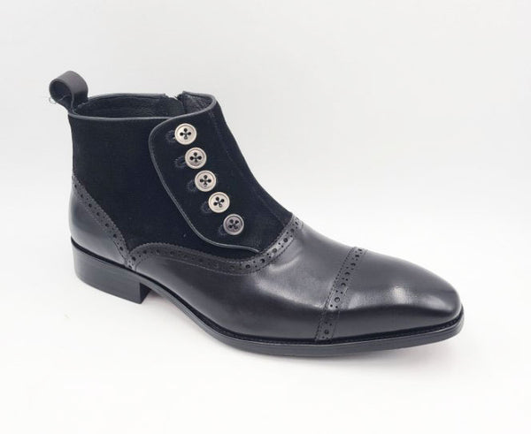 C&E Shoes Leather & Suede Boot - Black