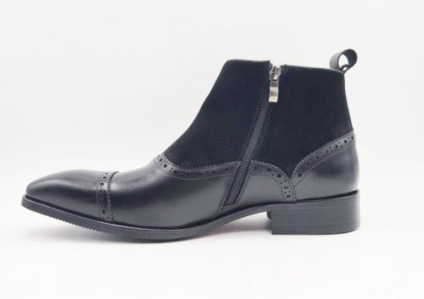 C&E Shoes Leather & Suede Boot - Black