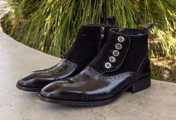 C&E Shoes Leather & Suede Boot - Black