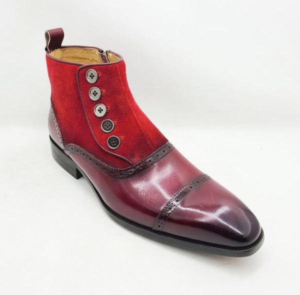 C&E Shoes Leather & Suede Boot - Burgundy