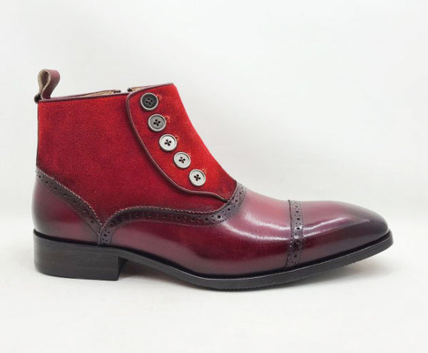 C&E Shoes Leather & Suede Boot - Burgundy