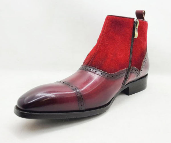 C&E Shoes Leather & Suede Boot - Burgundy