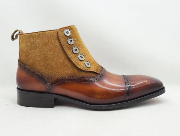 C&E Shoes Leather & Suede Boot - Whiskey
