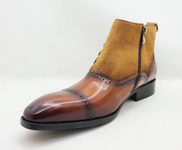 C&E Shoes Leather & Suede Boot - Whiskey