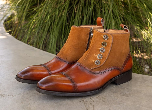 C&E Shoes Leather & Suede Boot - Whiskey