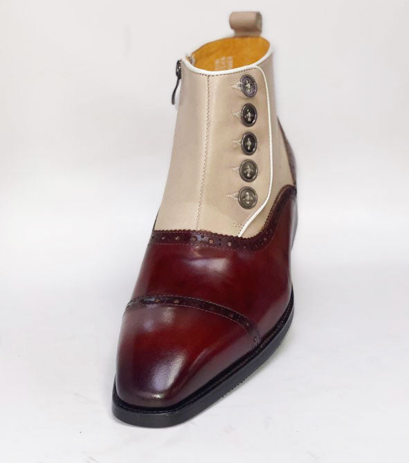 C&E Shoes Leather & Suede Boot - Whiskey/Bone