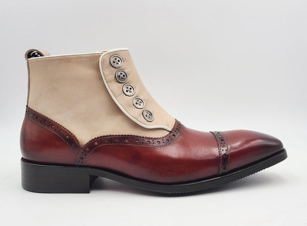 C&E Shoes Leather & Suede Boot - Whiskey/Bone