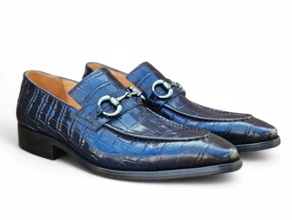 Maurice Crocodile Calfskin Loafer - Navy