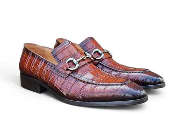 Maurice Crocodile Calfskin Loafer - Whiskey