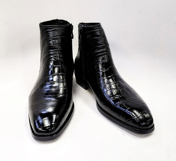Maurice Croco Embossed Boot - Black