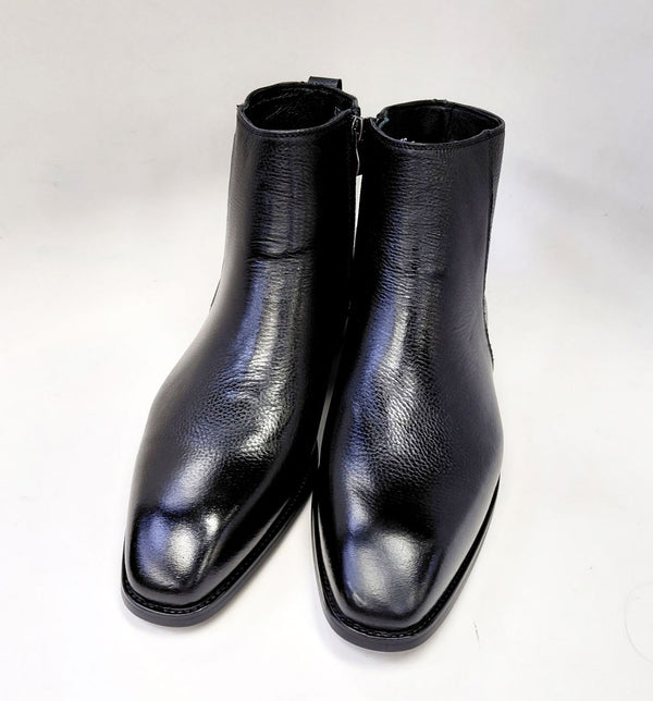 Maurice Pebbled Leather Boot - Black