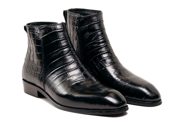 Maurice Croco Embossed Boot - Black