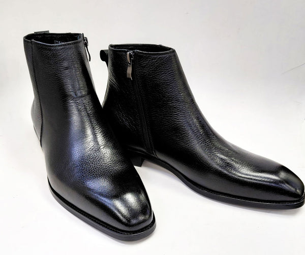 Maurice Pebbled Leather Boot - Black