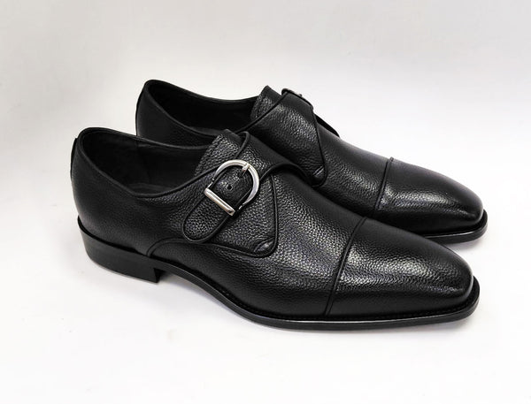 Carrucci Leather Monkstrap - Black