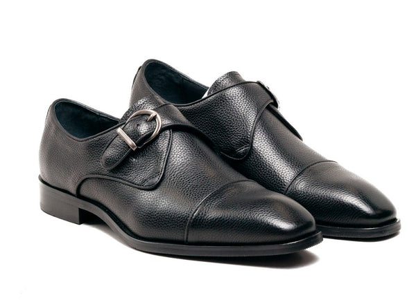 Carrucci Leather Monkstrap - Black