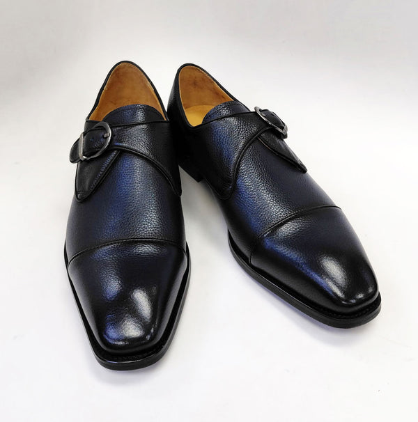 Carrucci Leather Monkstrap - Navy