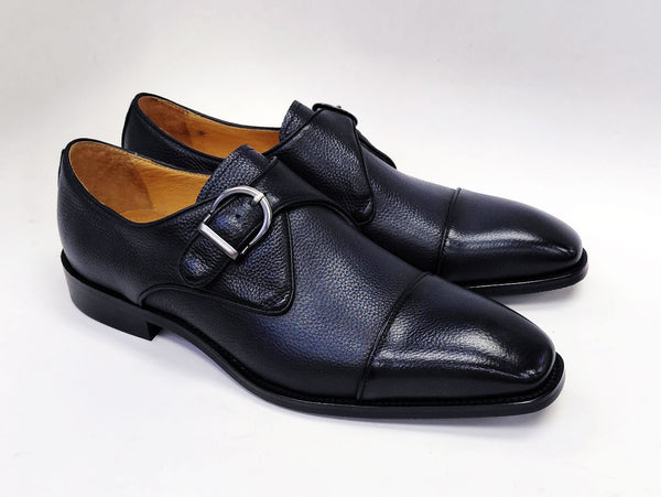 Carrucci Leather Monkstrap - Navy