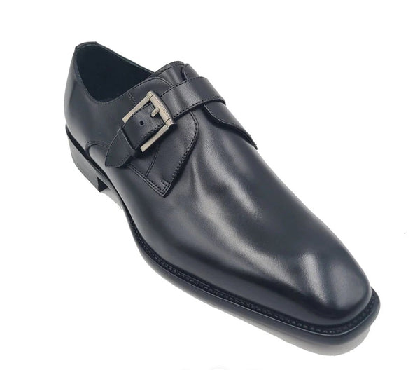 Carrucci Leather Monkstrap - Black