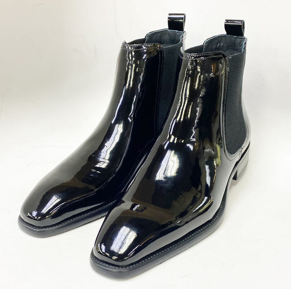 Maurice Patent Leather Chelsea Boot - Black