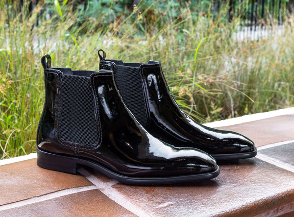 Maurice Patent Leather Chelsea Boot - Black