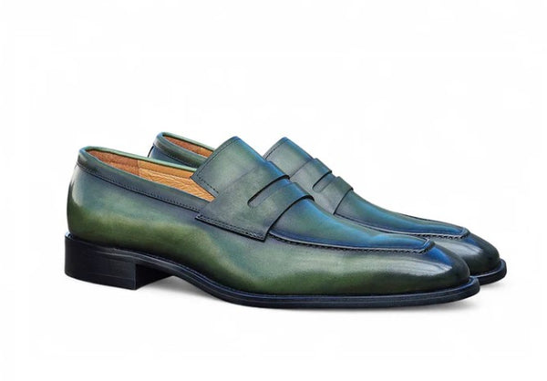 Carrucci Patina Calfskin Loafer - Green