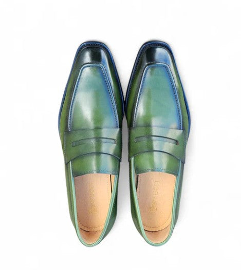 Carrucci Patina Calfskin Loafer - Green